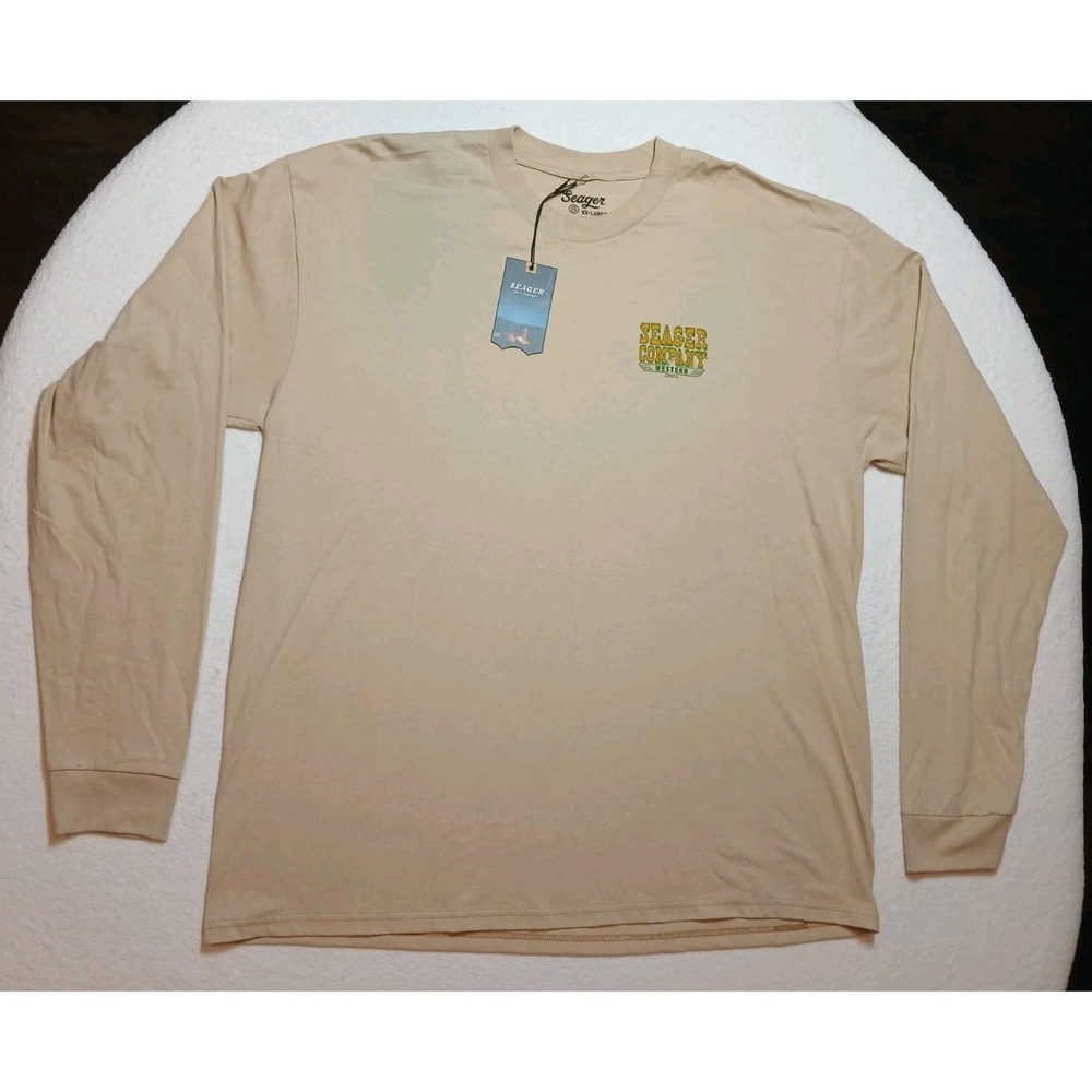 Seager Co. Rattler Long Sleeve Western T-Shirt Men's 2XL Cream Cotton NWT